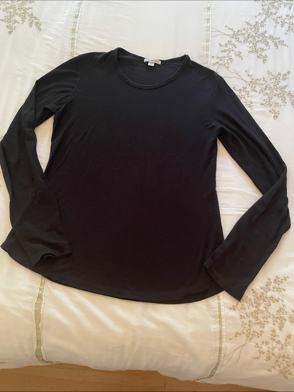 James Perse Standard Black Long-Sleeve Crew Neck Women's Tee Shirt